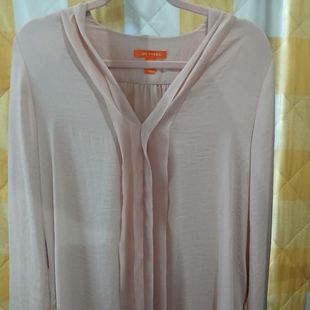 Joe Fresh Pink Long Sleeve Pleated Blouse